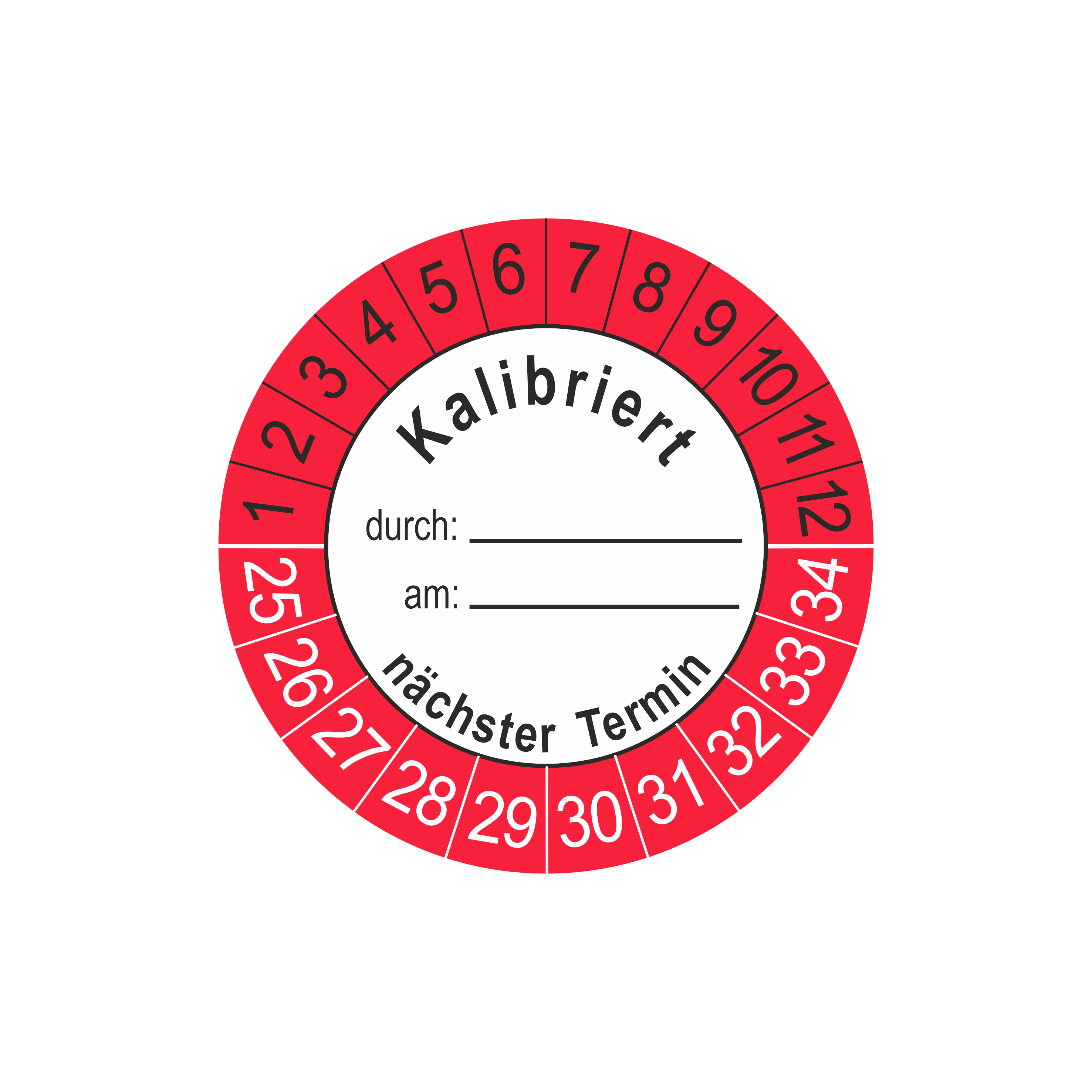 Prüfmittelkennzeichnung / Kalibriert inkl. Jahreszahl