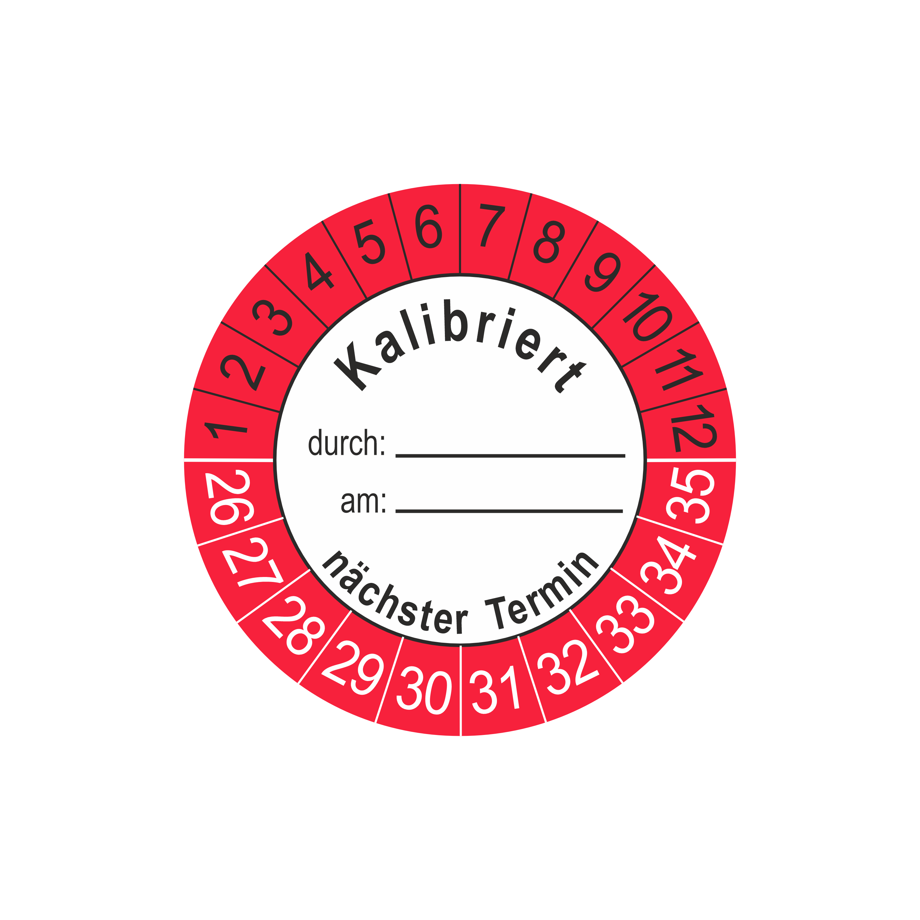 Prüfmittelkennzeichnung / Kalibriert inkl. Jahreszahl