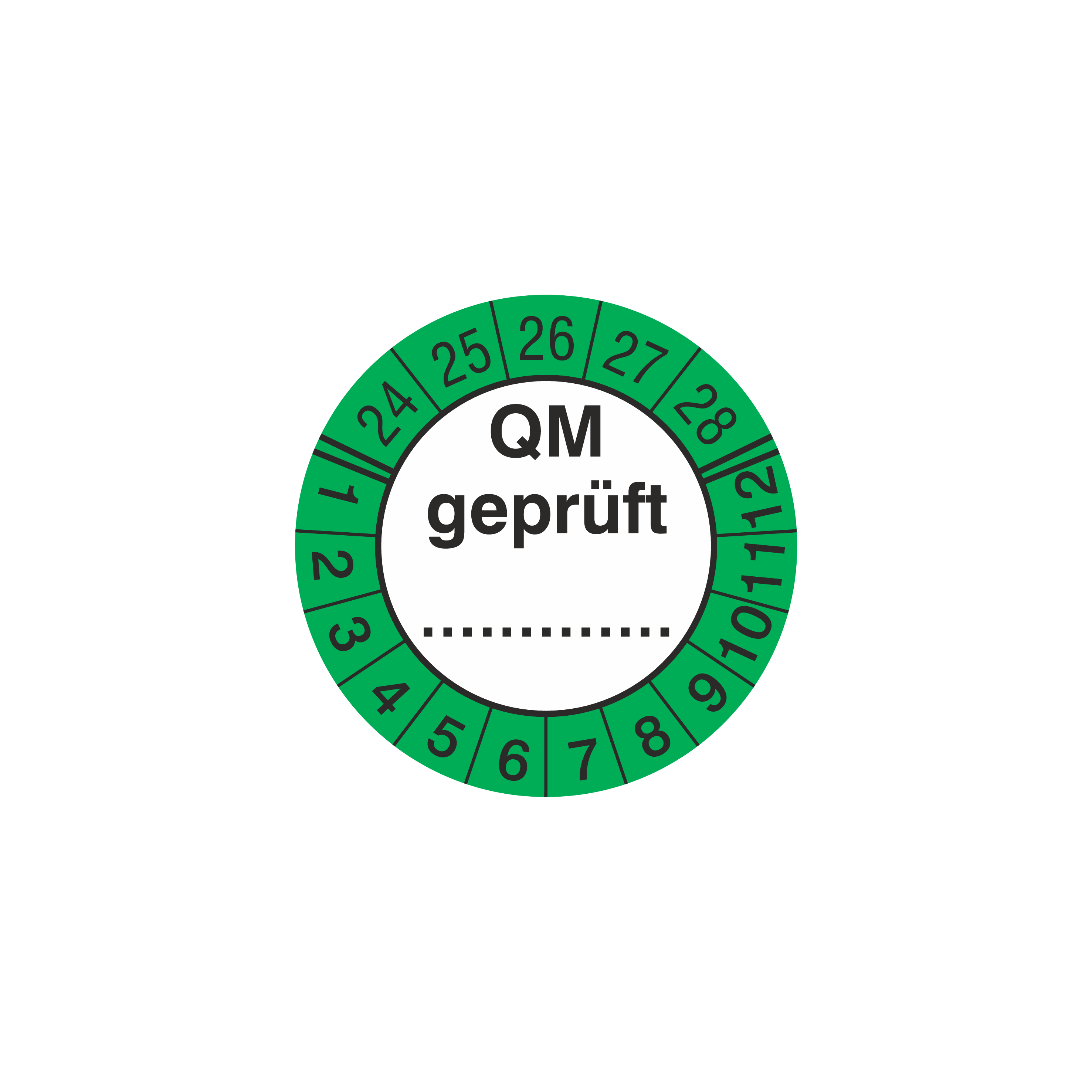 Prüfmittelkennzeichnung / QM geprüft / für 5 Jahre