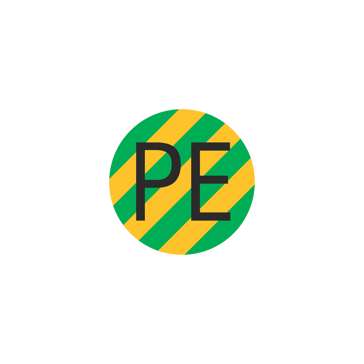 Leiterkennzeichnung / Schutzleiter "PE" / grün/gelb