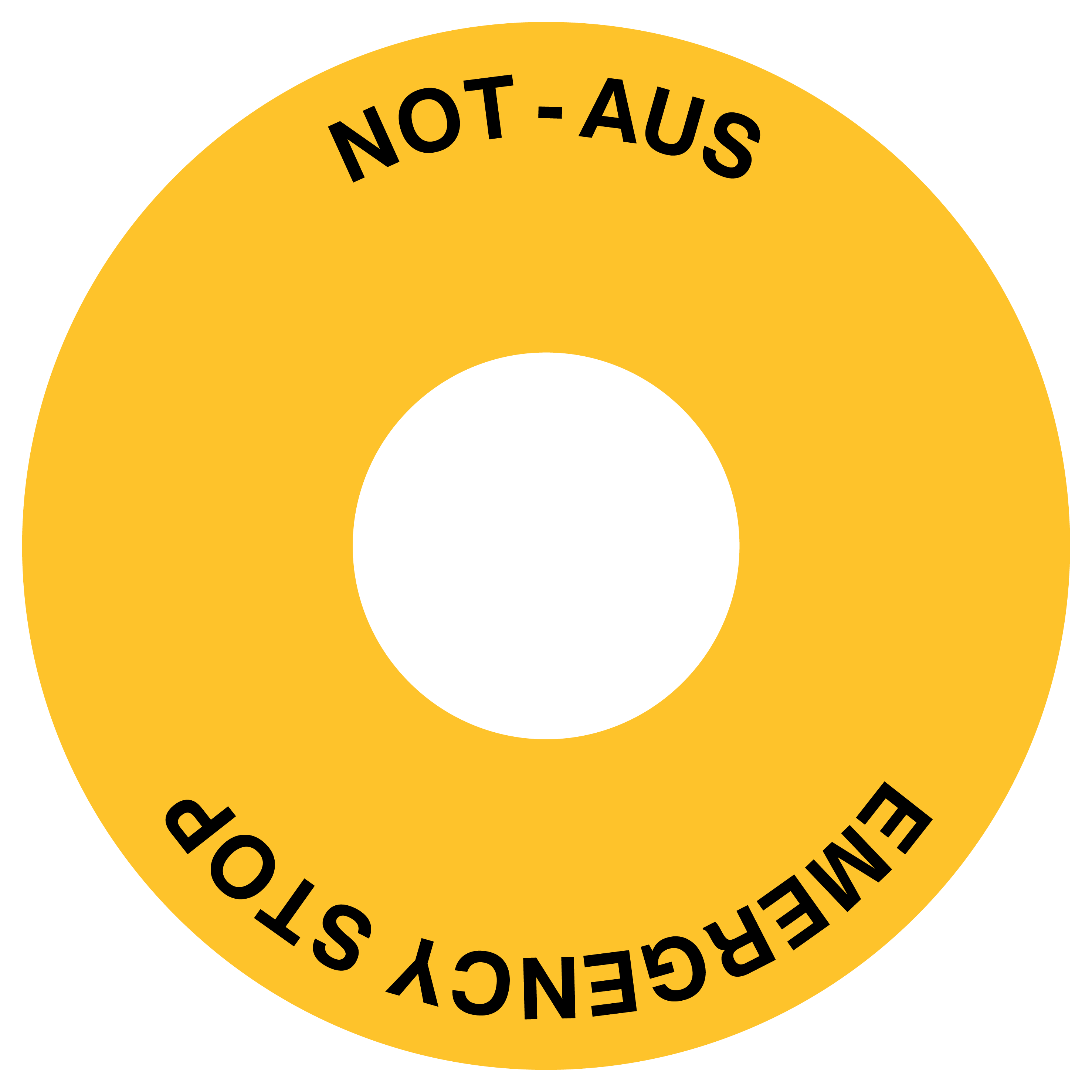 Not-Aus-Kontrastunterlage DE/ENG