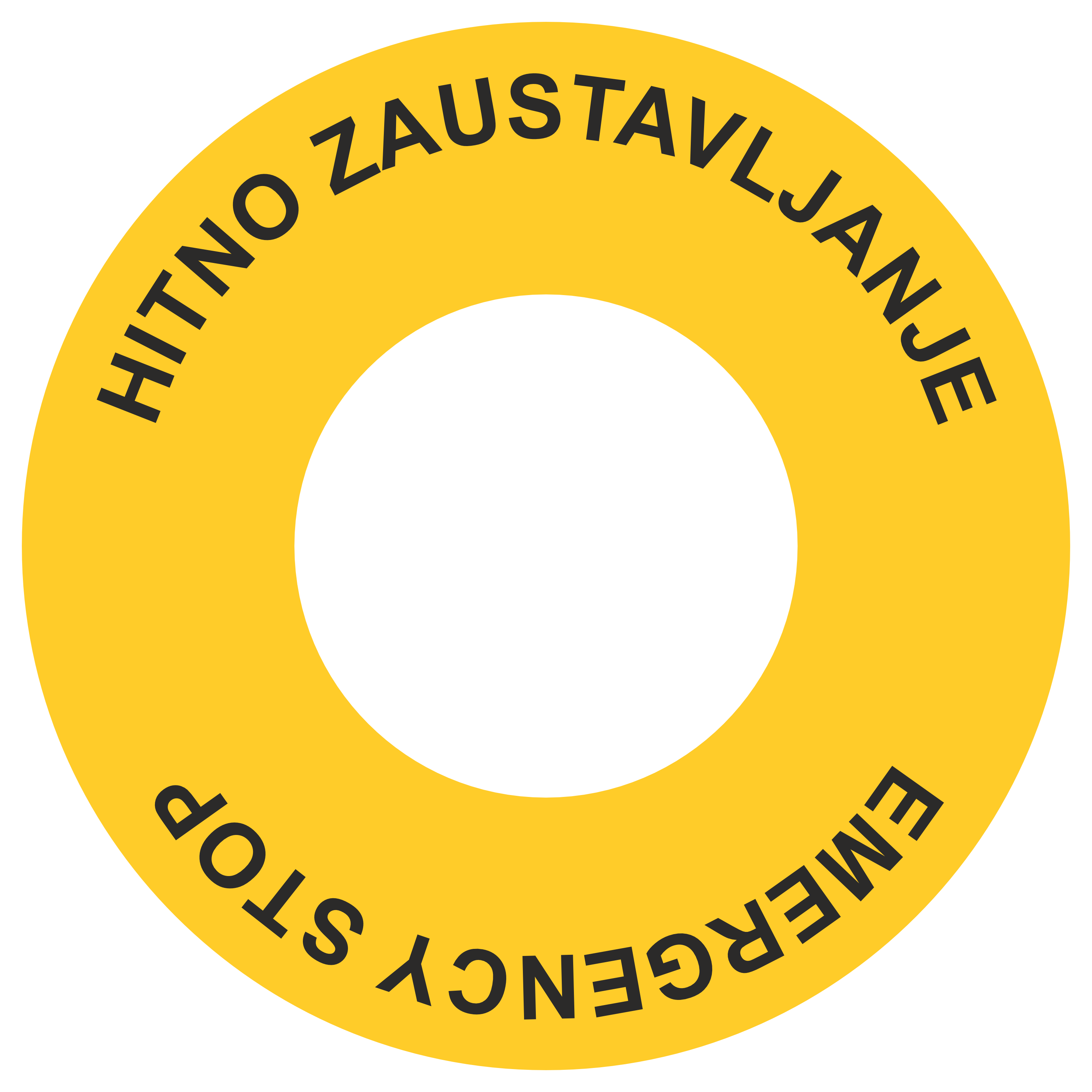 Not-Aus-Kontrastunterlage ENG/SRB