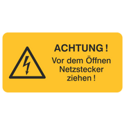 Vor dem Öffnen Netzstecker ziehen