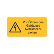Vor Öffnen des Gehäuses Netzstecker ziehen!