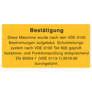 Diese Maschine wurde nach dem VDE0100 Bestimmungen aufgebaut...