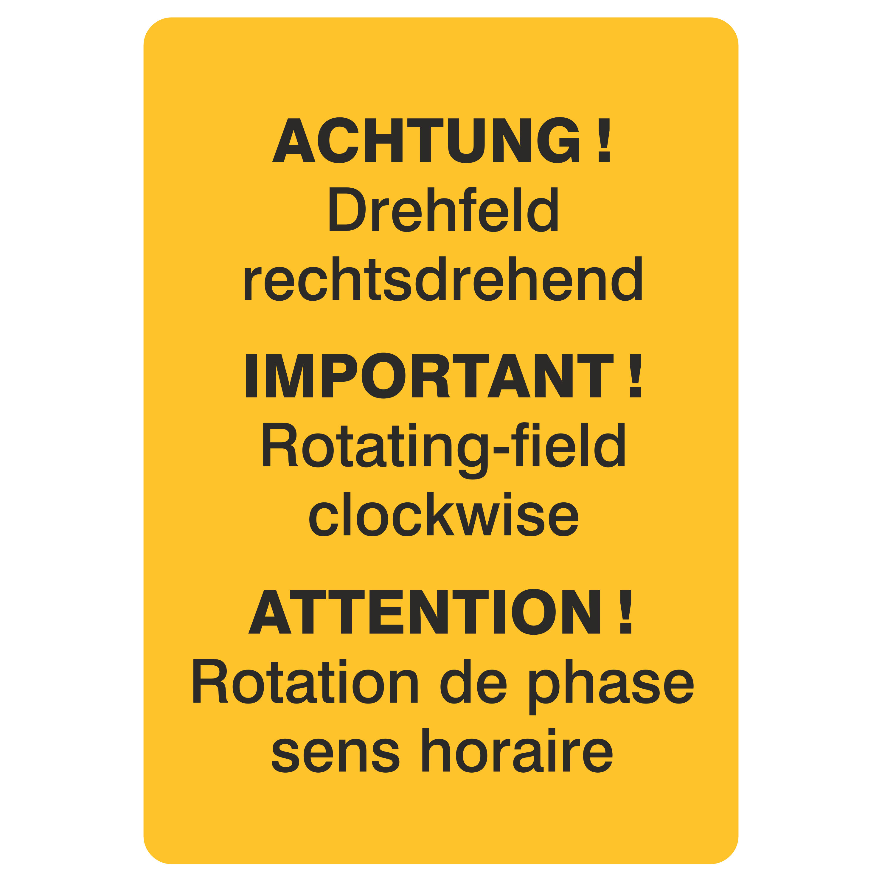 Achtung! Drehfeld rechtsdrehend