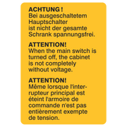 Bei ausgeschaltetem Hauptschalter ist nicht der gesamte Schrank spannungsfrei