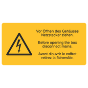 Vor Öffnen des Gehäuses Netzstecker ziehen