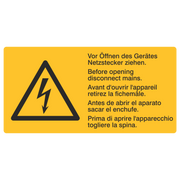 Vor Öffnen des Gerätes Netzstecker ziehen