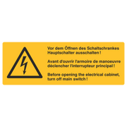 Vor dem Öffnen des Schaltschrankes Hauptschalter ausschalten