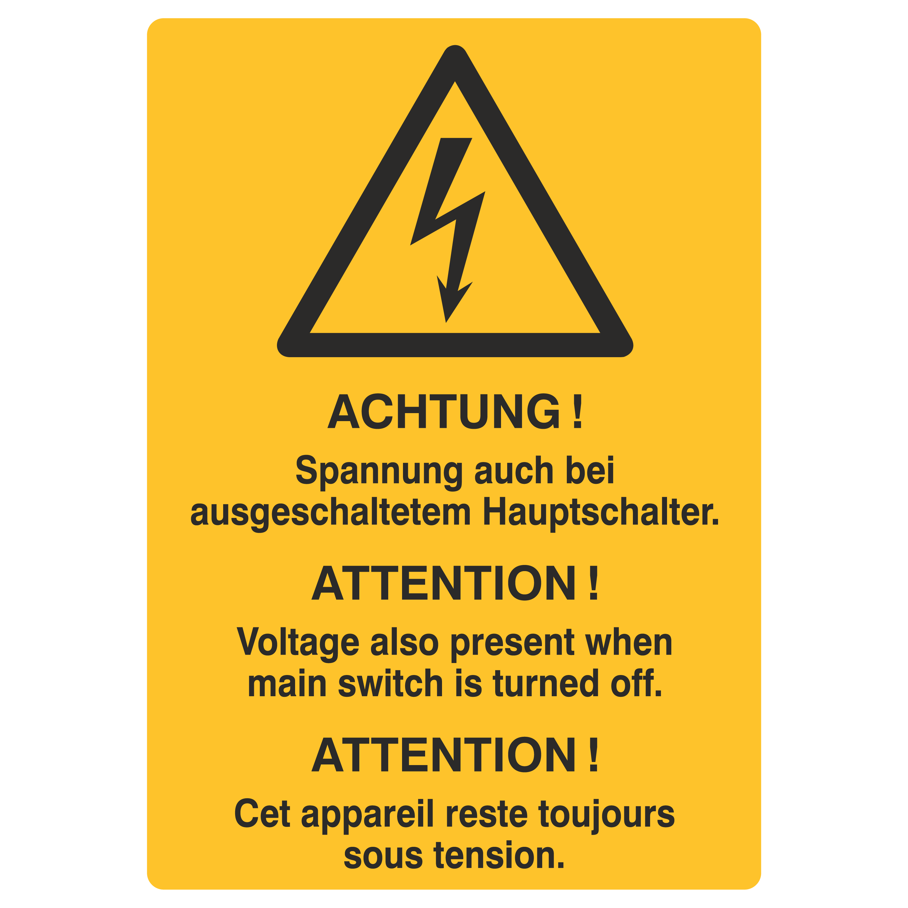 Spannung auch bei ausgeschaltetem Hauptschalter