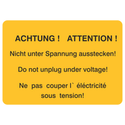 Achtung Nicht unter Spannung ausstecken DE/ENG/FR