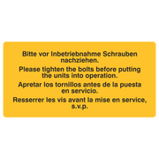 Bitte vor Inbetriebnahme Schrauben nachziehen