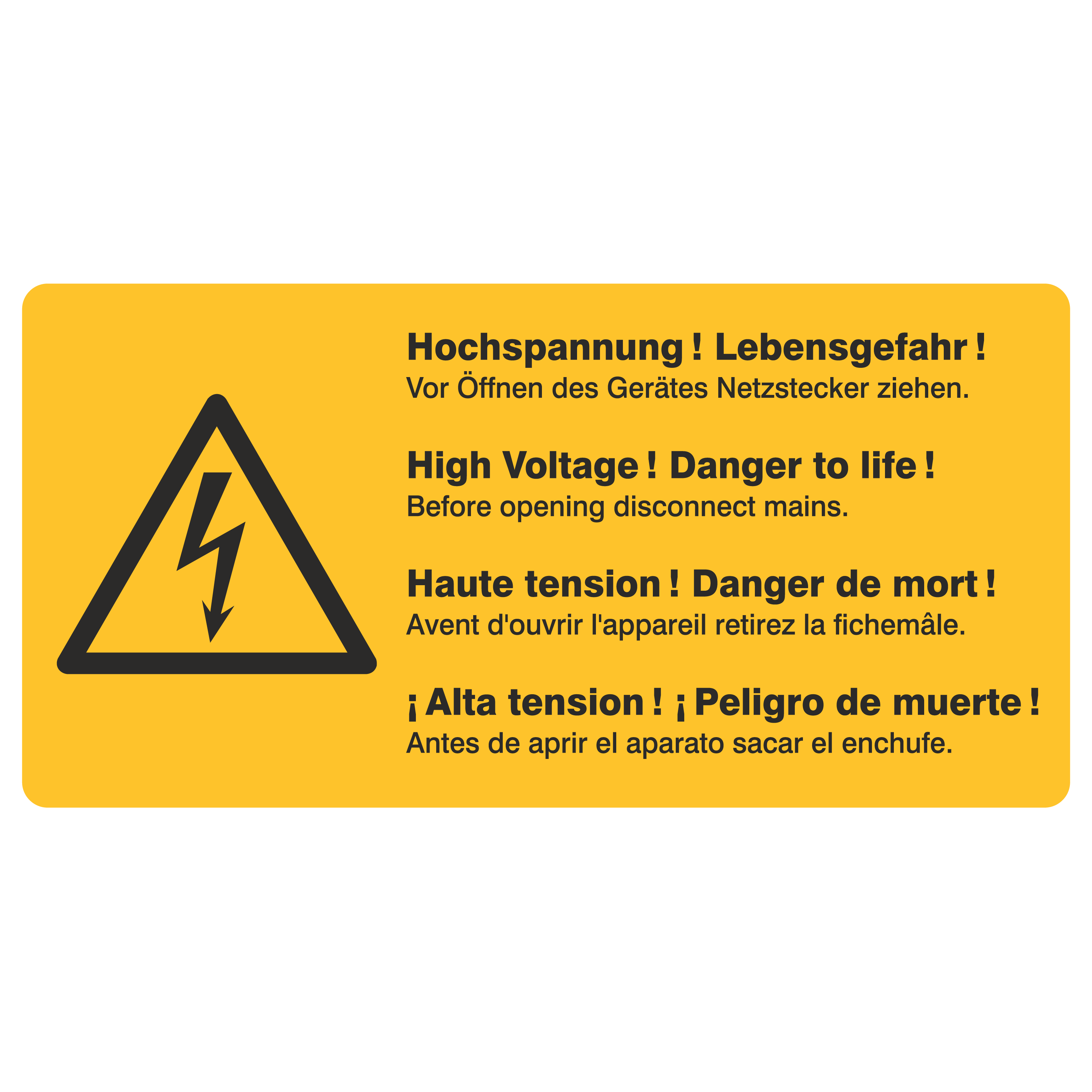 Vor Öffnen des Gerätes Netzstecker ziehen