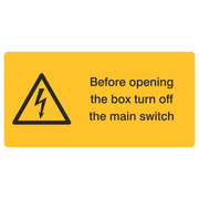 Vor Öffnen des Gehäuses Hauptschalter ausschalten