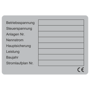 Leistungsetikett / Betriebsspannung_Steuerspannung_Anlagen Nr._Nennstrom_...