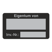 Inventaretikett / Eigentum von _ Inventarnummer