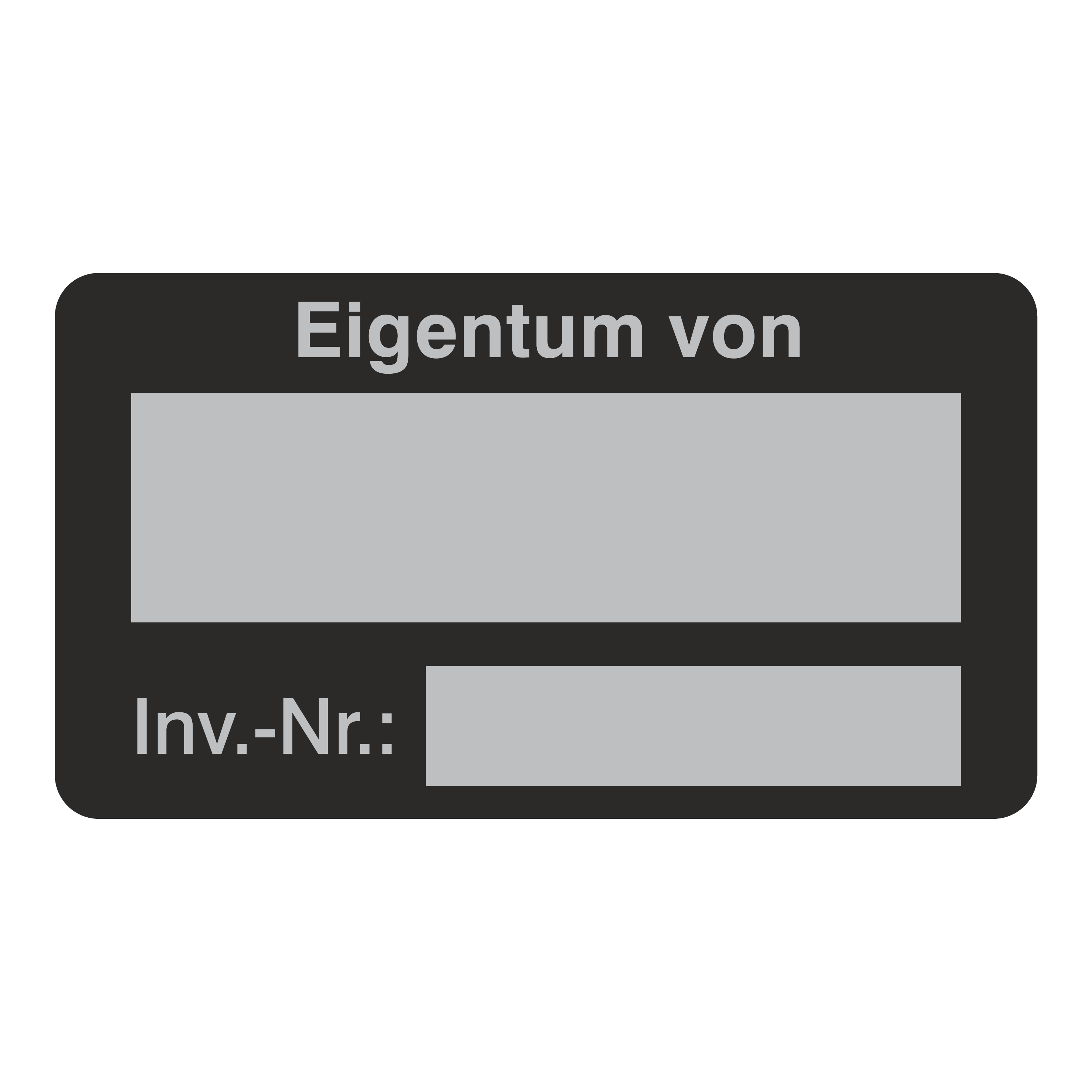 Inventaretikett / Eigentum von _ Inventarnummer