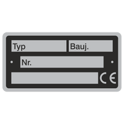 Maschinenetikett / Typ_Baujahr_Nr_CE