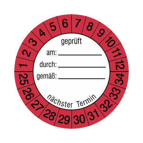 Prüfetiketten / Geprüft / für 10 Jahre