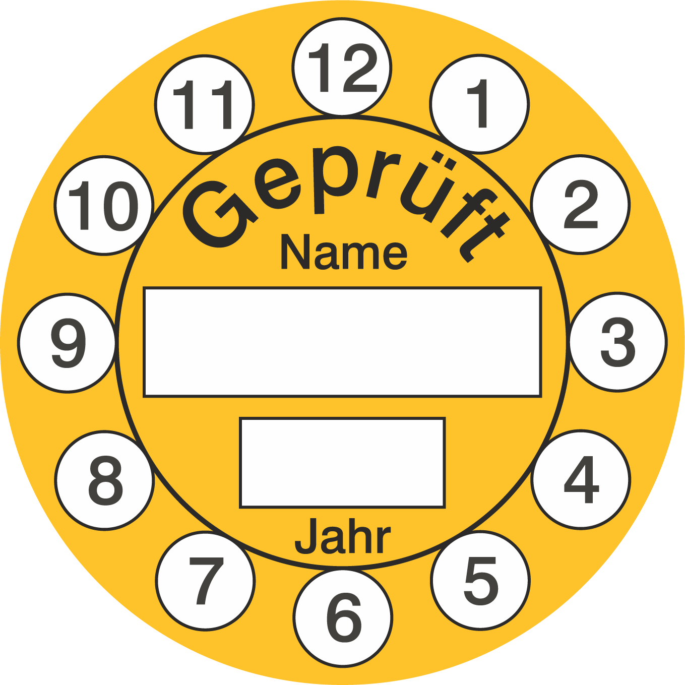 Prüfetiketten / Geprüft / 12 Monate / Jahr selbst beschriftbar