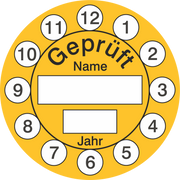Prüfetiketten / Geprüft / 12 Monate / Jahr selbst beschriftbar