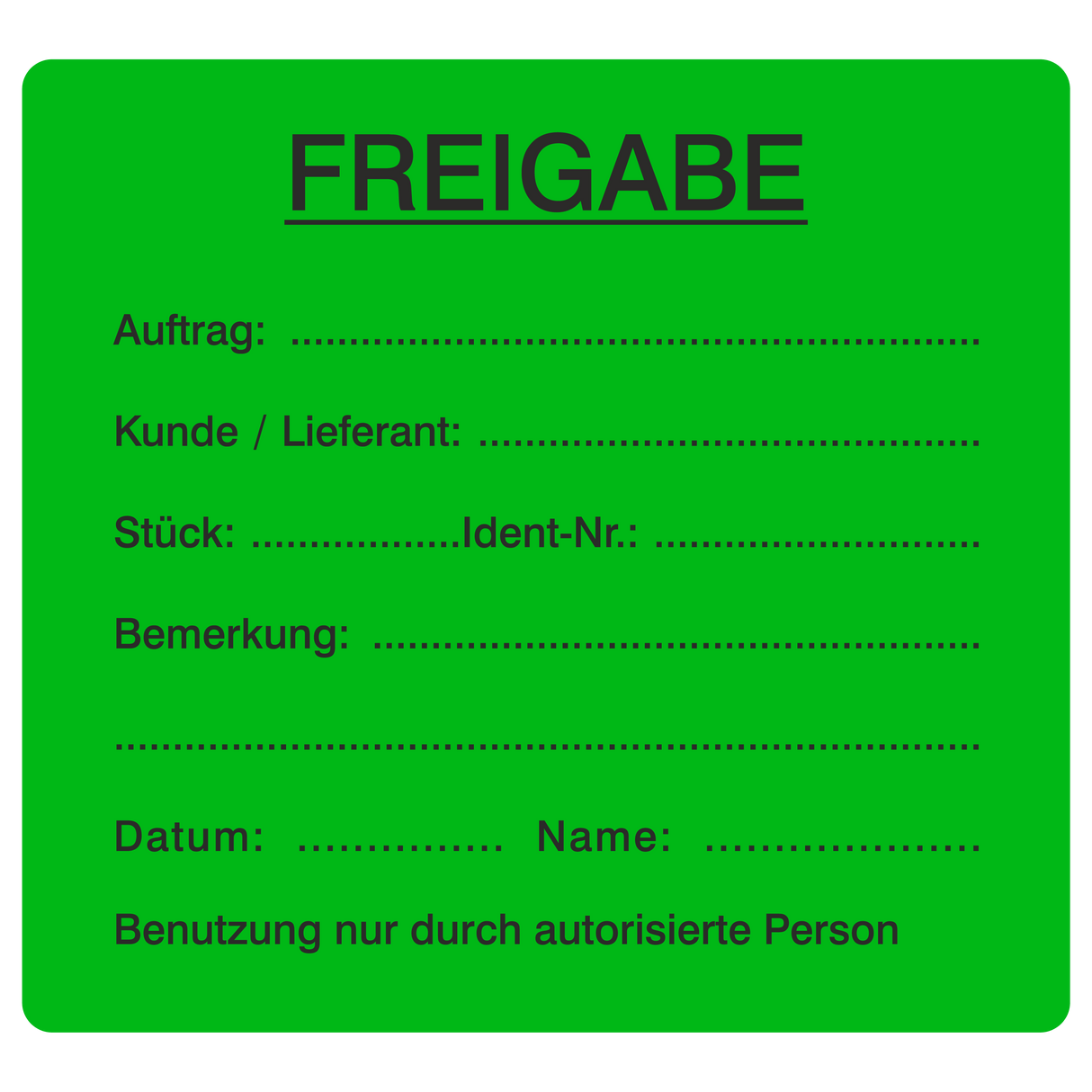 QM-Etikett / FREIGABE