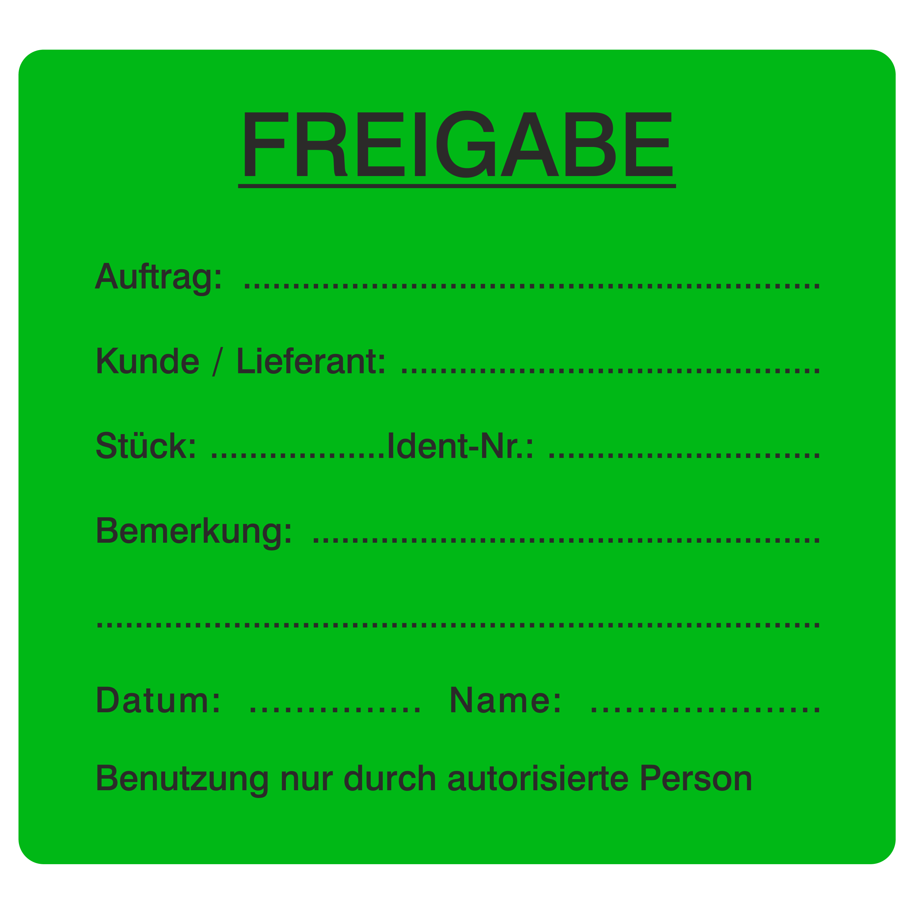 QM-Etikett / FREIGABE