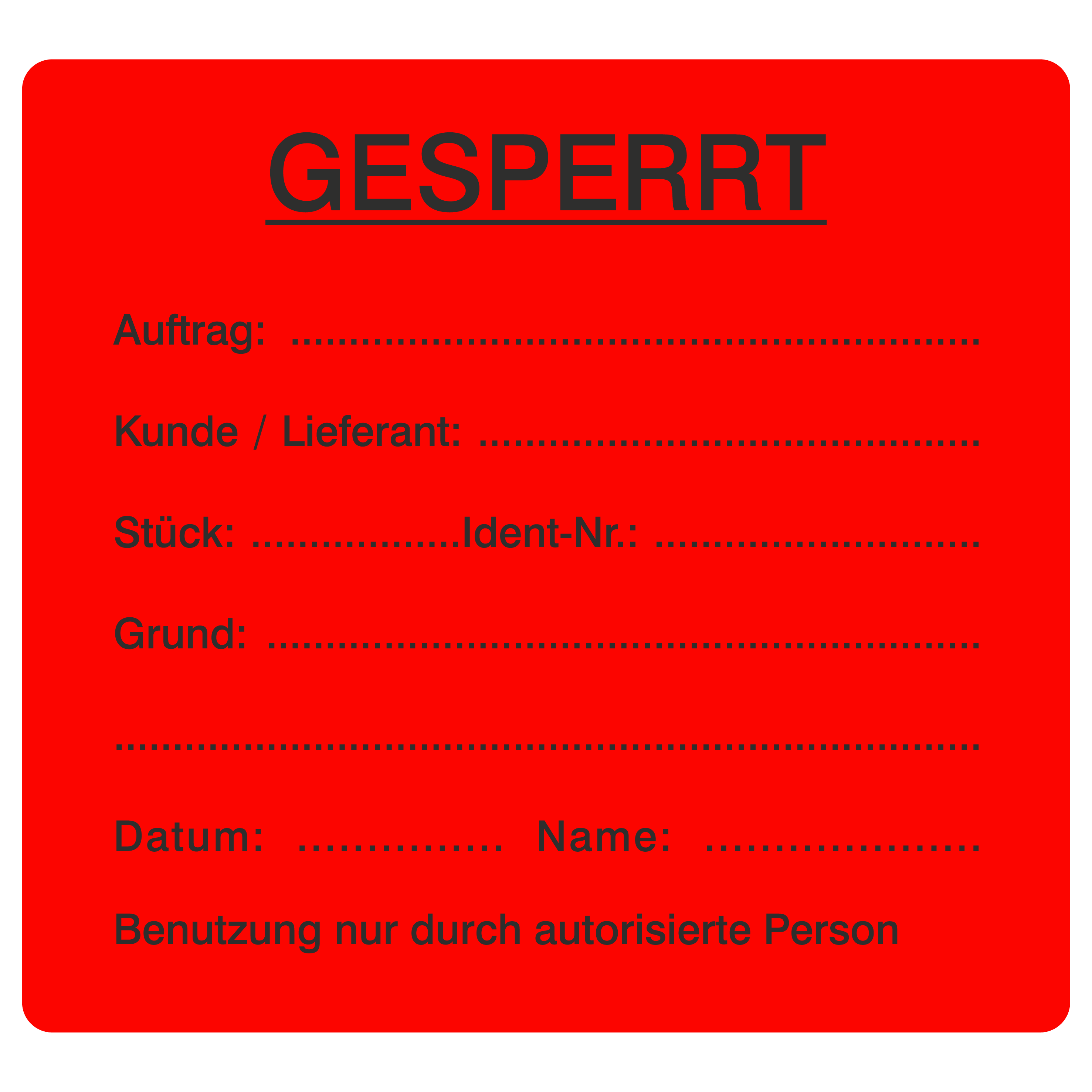 QM-Etikett / GESPERRT