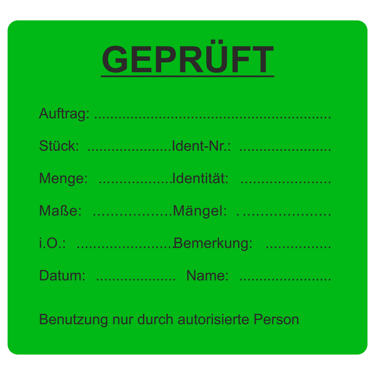 QM-Etikett / GEPRÜFT