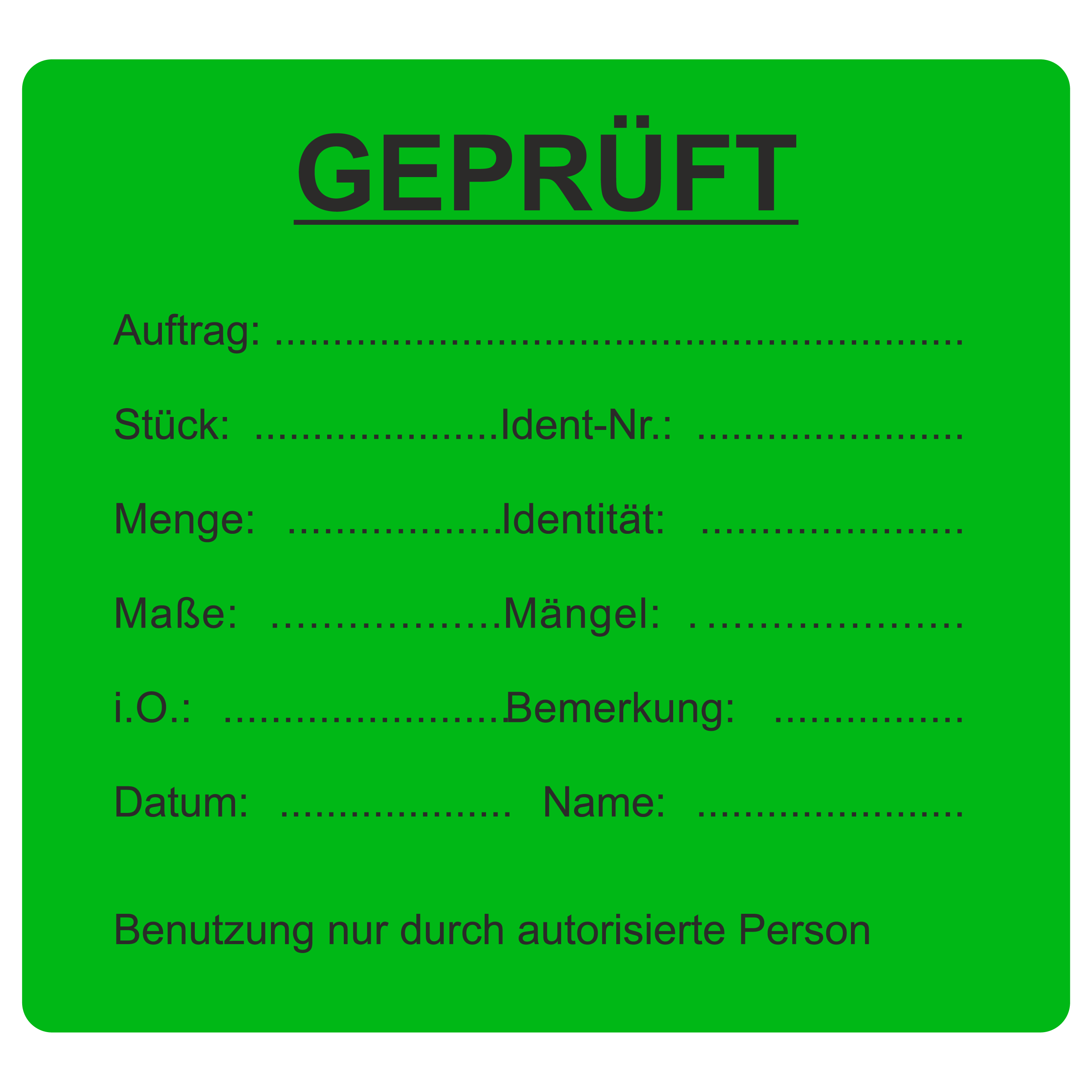 QM-Etikett / GEPRÜFT