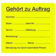 QM-Etikett / Gehört zu Auftrag