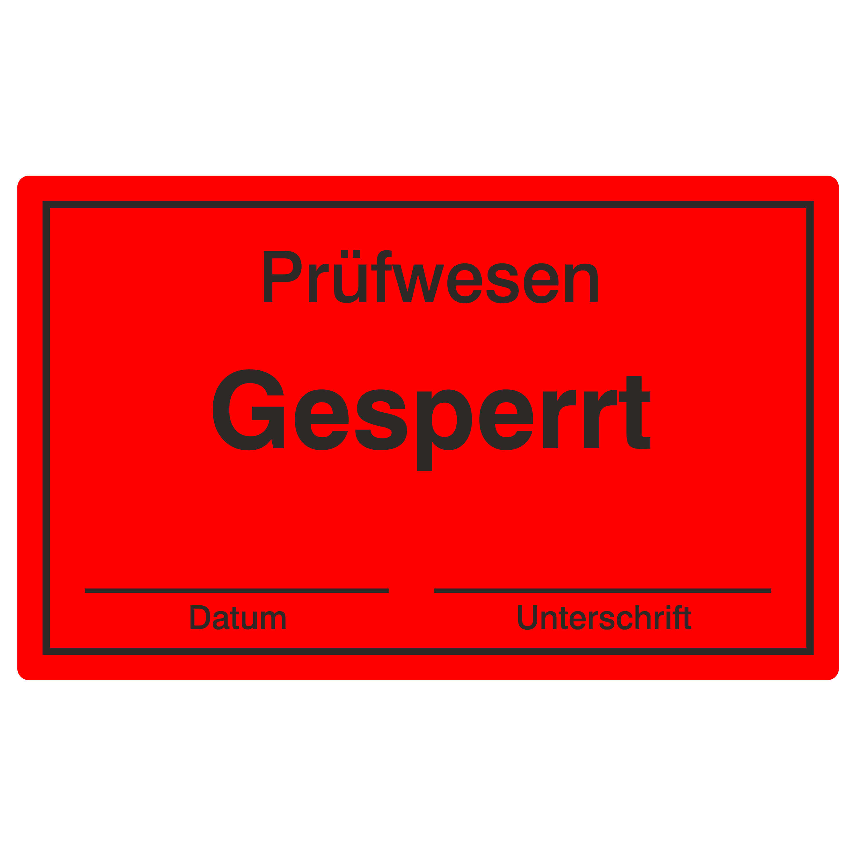 QM-Etikett / Prüfwesen Gesperrt