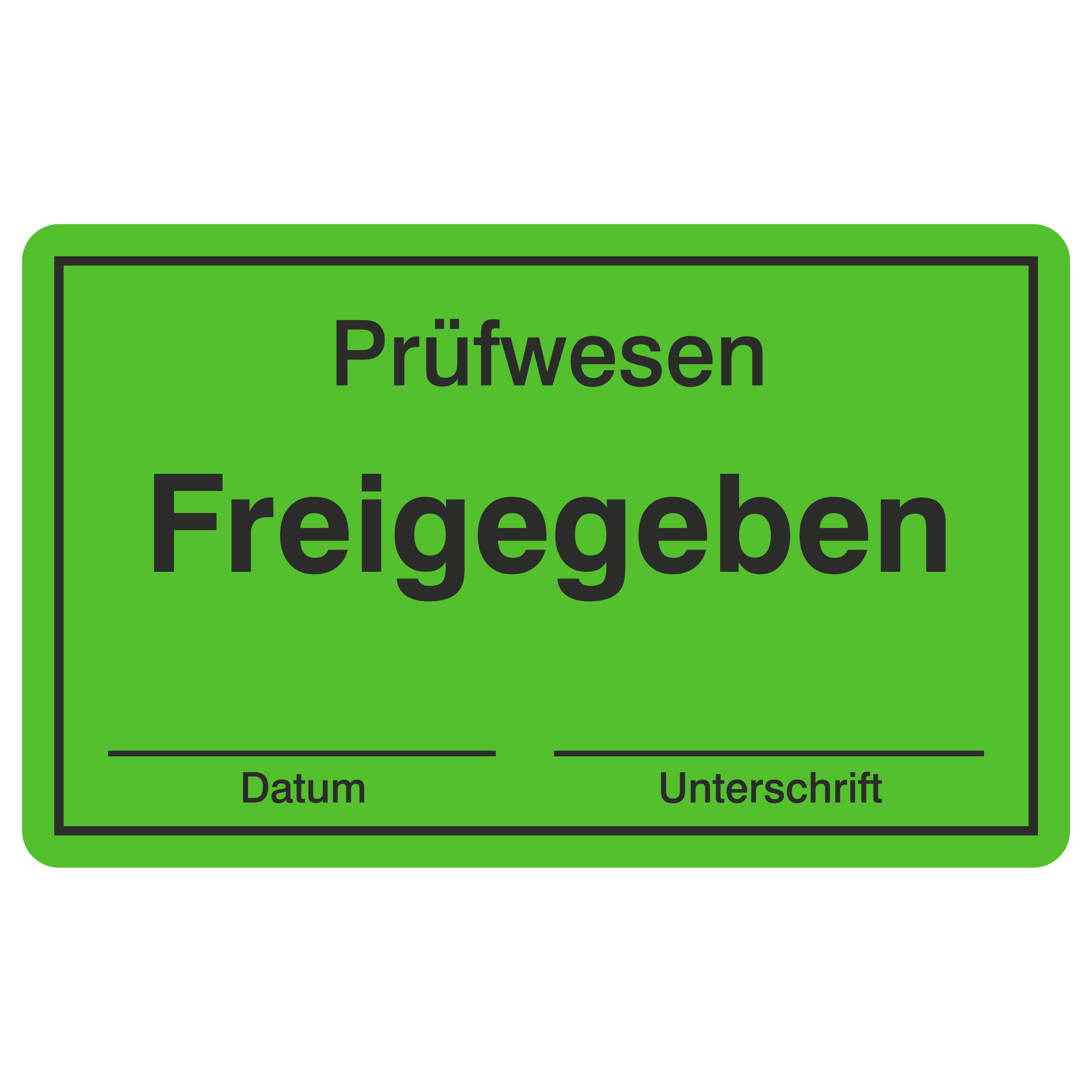 QM-Etikett / Prüfwesen Freigegeben