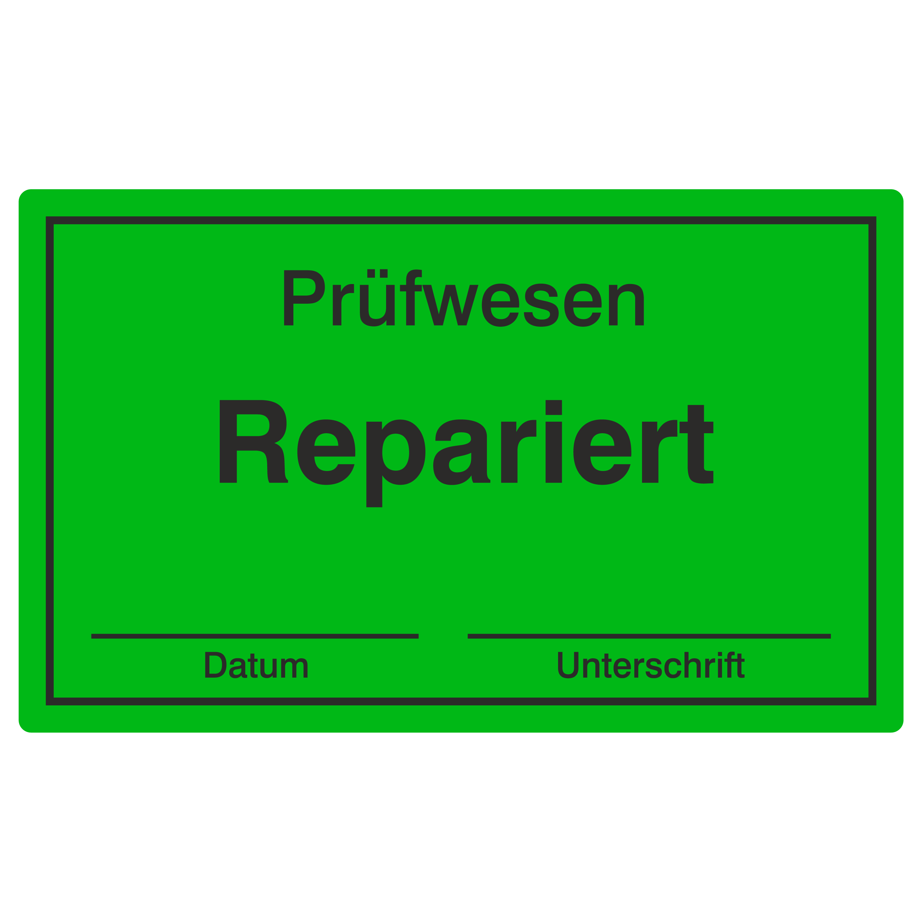 QM-Etikett / Prüfwesen Repariert
