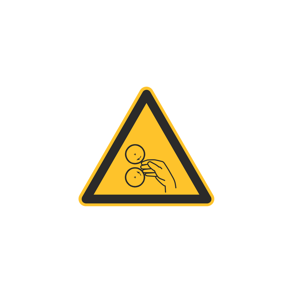 Warnzeichen / Warnung vor laufenden Walzen / Walzeneinzug