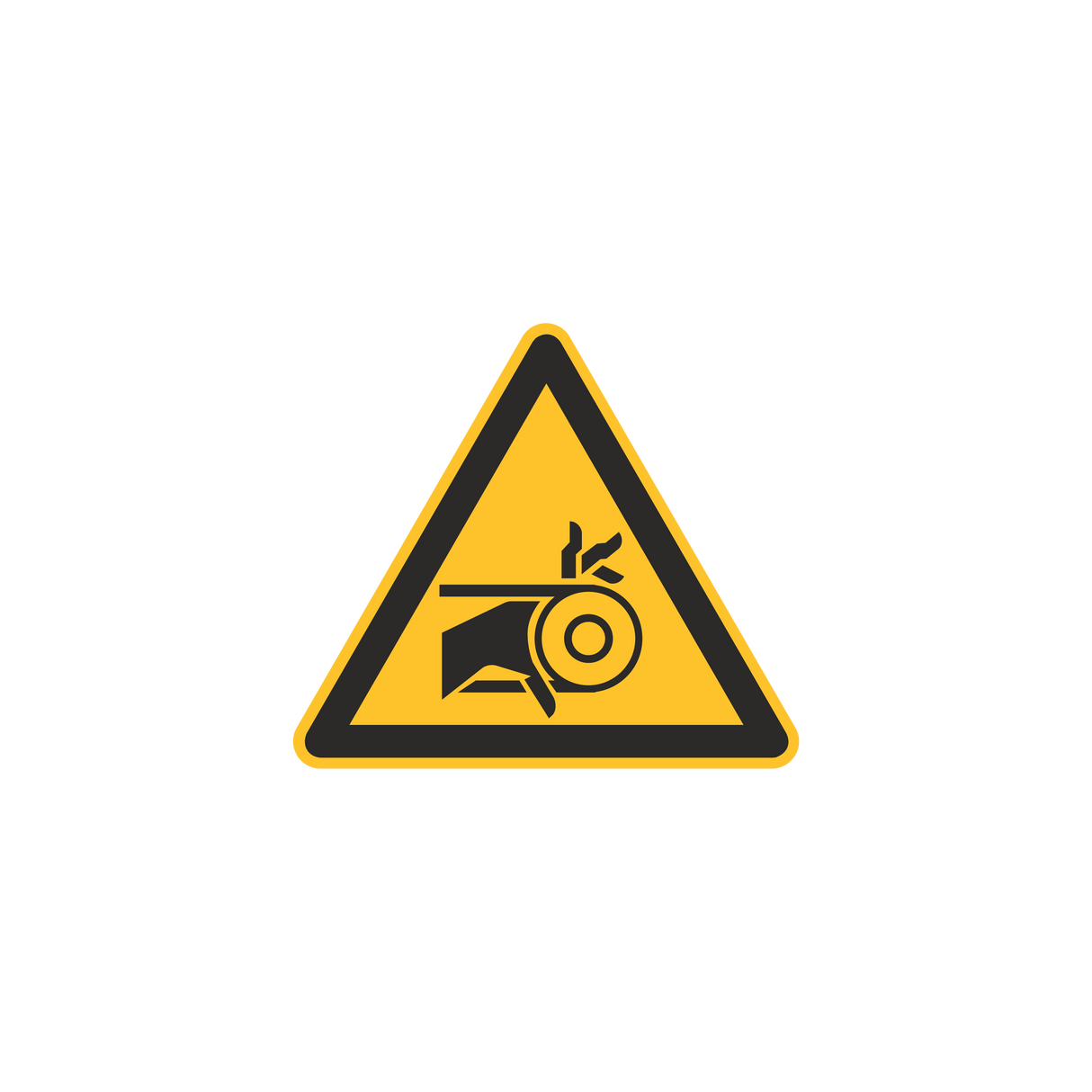 Warnzeichen / Warnung vor Handverletzung durch Riemenantrieb