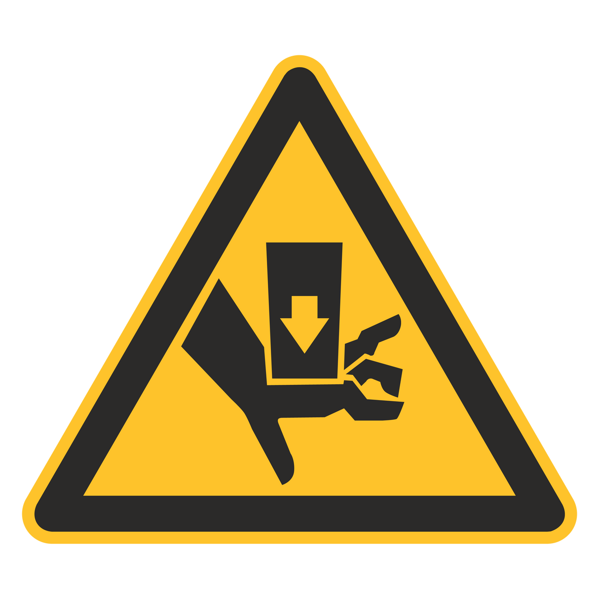Warnzeichen / Warnung vor Quetschgefahr durch bewegtes Bauteil