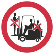 Verbotszeichen / Mitfahren auf dem Gabelstapler verboten