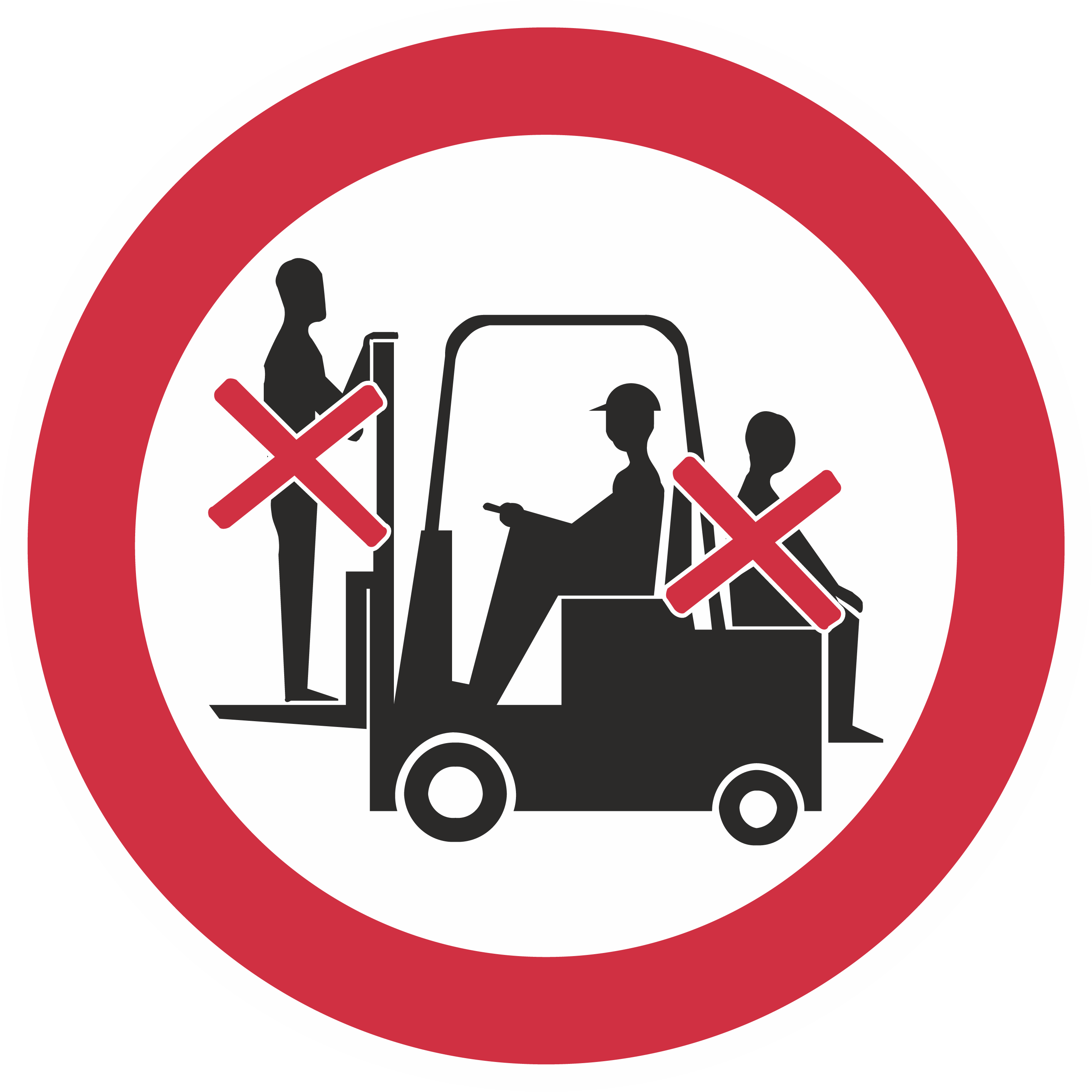 Verbotszeichen / Mitfahren auf dem Gabelstapler verboten