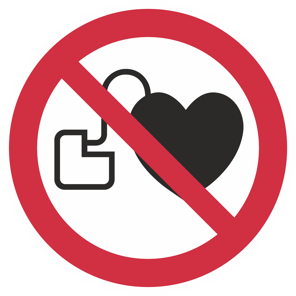 Verbotszeichen / Kein Zutritt für Personen mit Herzschrittmachern oder implantierten Defibrillatoren