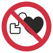 Verbotszeichen / Kein Zutritt für Personen mit Herzschrittmachern oder implantierten Defibrillatoren