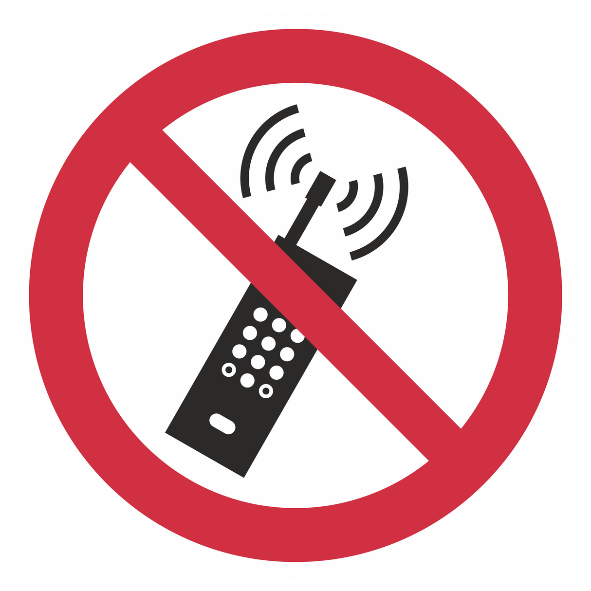 Verbotszeichen / Eingeschaltete Mobiltelefone verboten