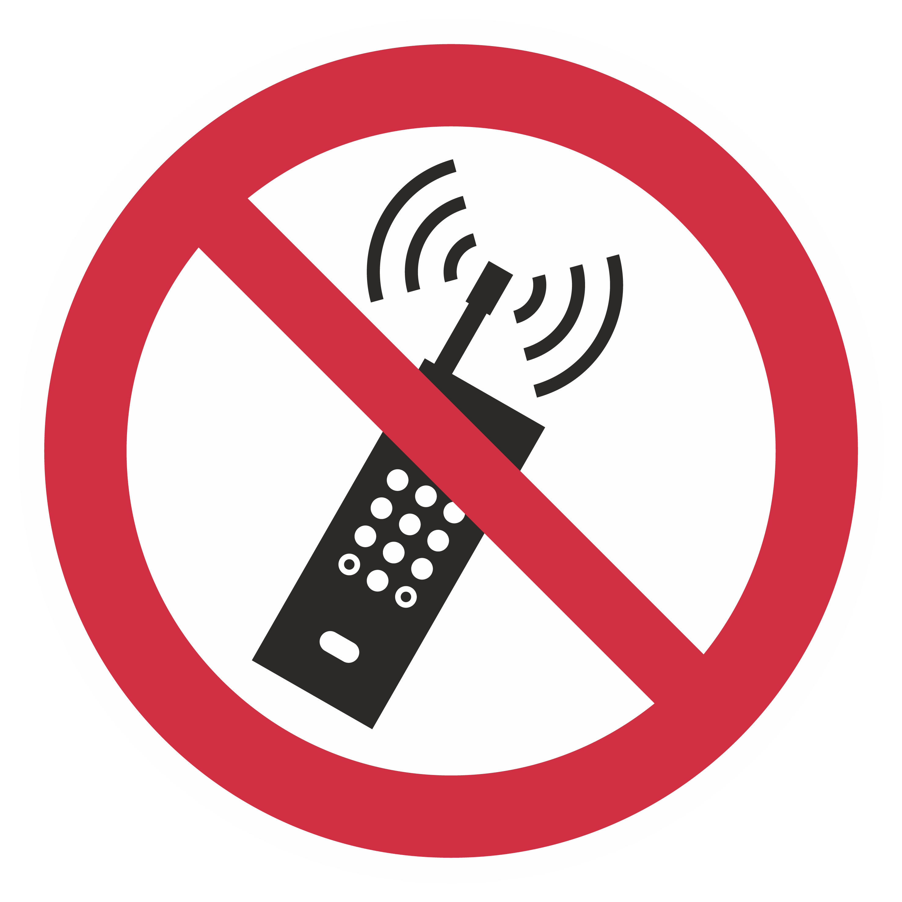 Verbotszeichen / Eingeschaltete Mobiltelefone verboten