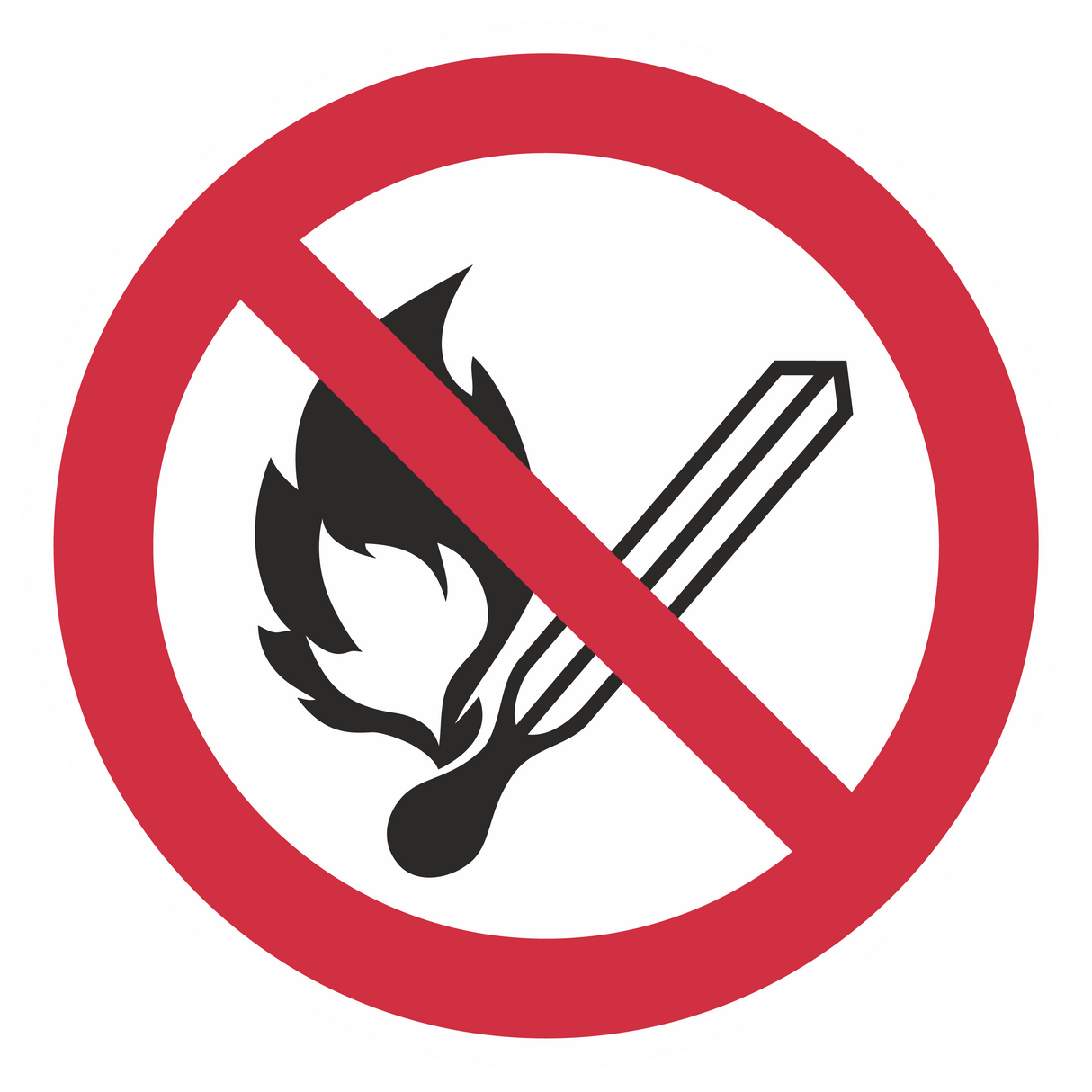 Verbotszeichen / Keine offene Flamme, Feuer, offene Zündquelle und Rauchen verboten