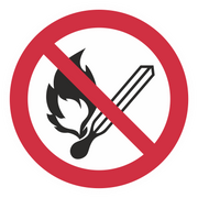 Verbotszeichen / Keine offene Flamme, Feuer, offene Zündquelle und Rauchen verboten