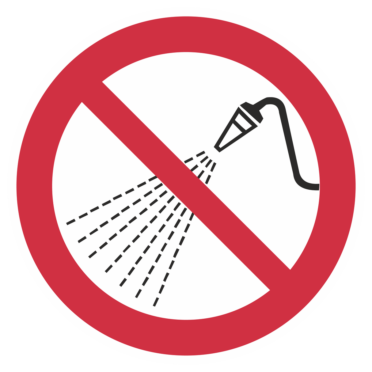 Verbotszeichen / Mit Wasser spritzen verboten
