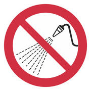 Verbotszeichen / Mit Wasser spritzen verboten