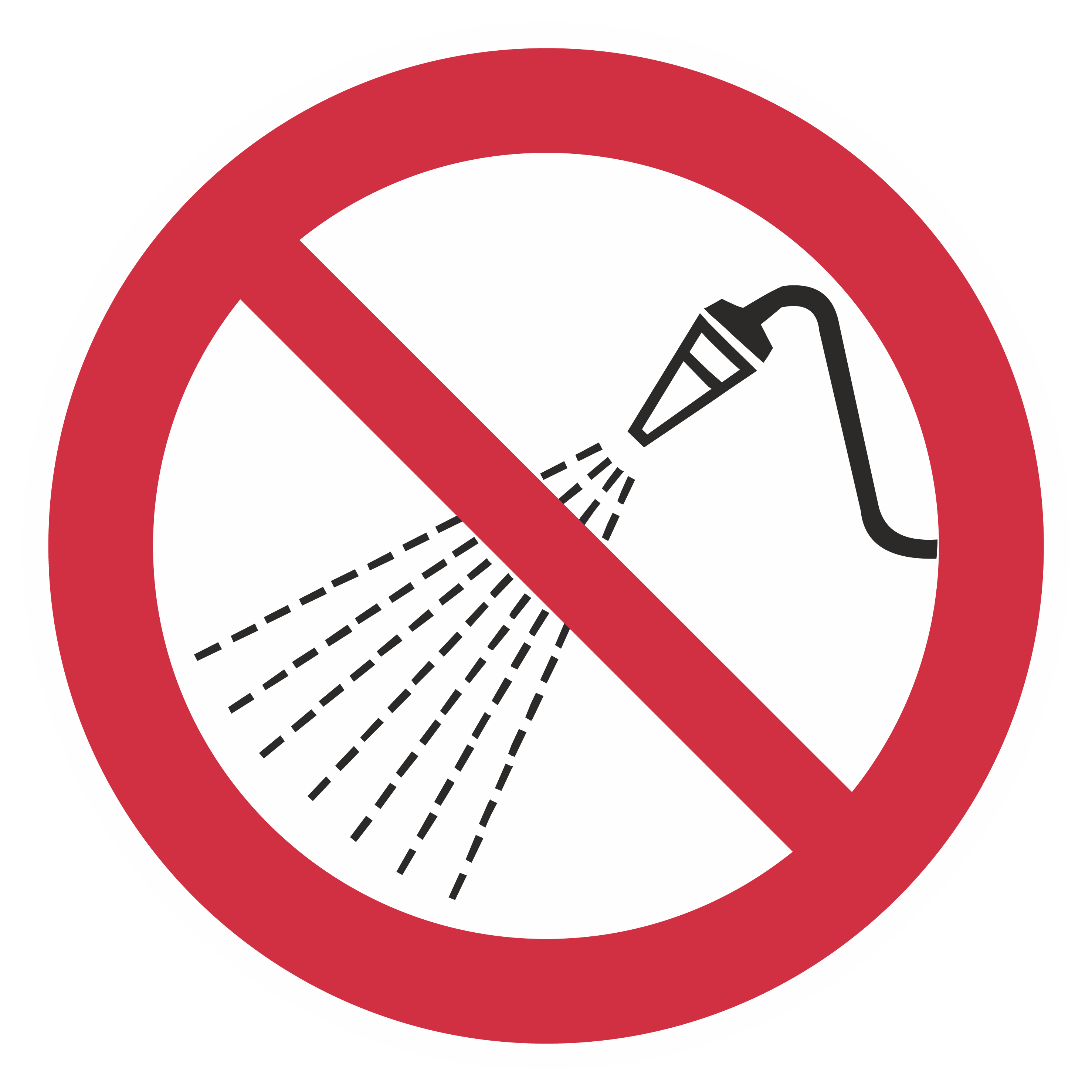 Verbotszeichen / Mit Wasser spritzen verboten