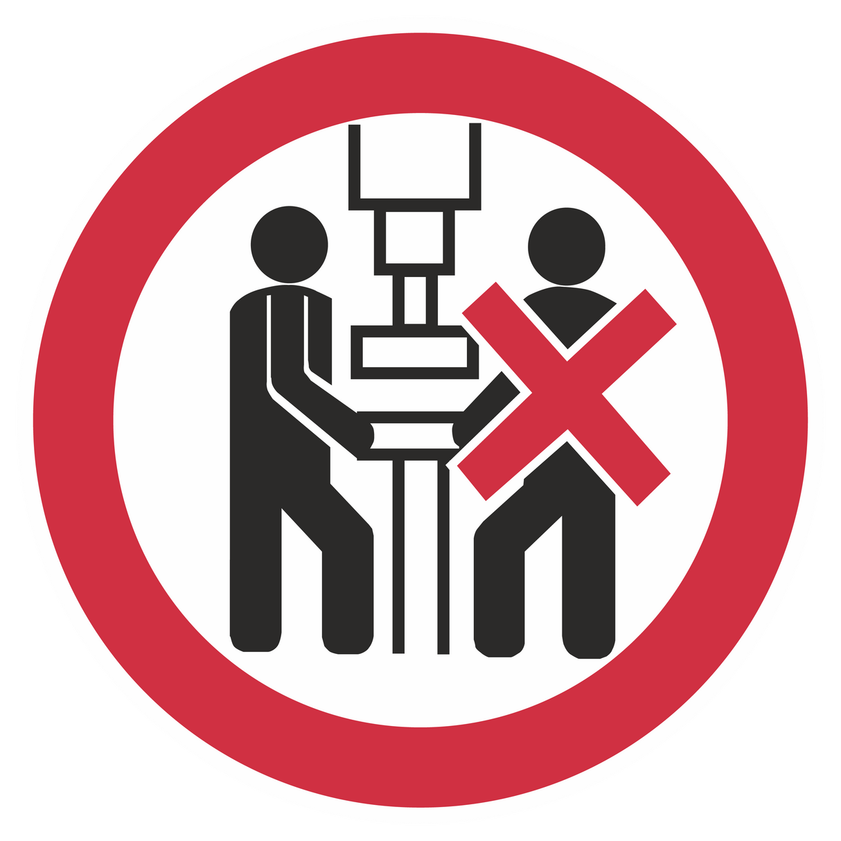 Verbotszeichen / Maschine darf nur von einer Person bedient werden